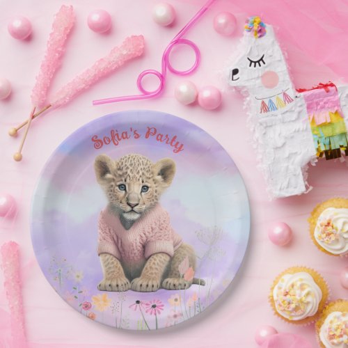 Baby Girl Leopard Party Paper Plate