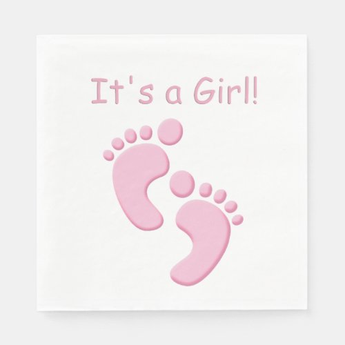 Baby Girl Little Feet Baby Shower Napkin