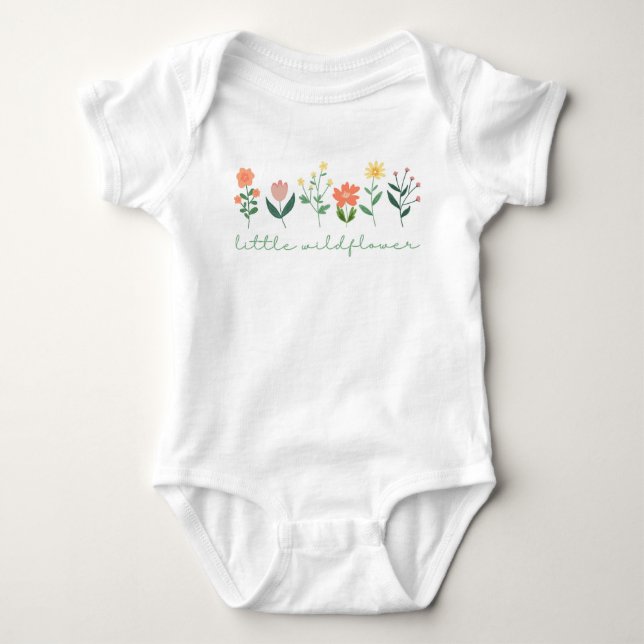 Baby Girl Little Wildflower Floral Baby Bodysuit (Front)