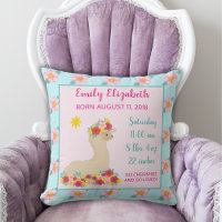 Baby Girl Llama Pink Floral Birth Announcement
