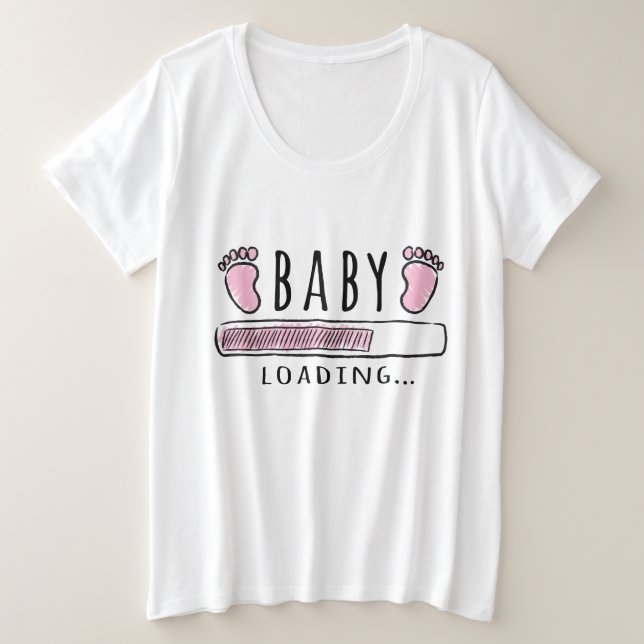 Baby Girl Loading | Pregnant Plus Size T-Shirt (Design Front)