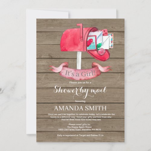 Baby Girl Long Distance Shower by Mail Invitation