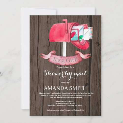 Baby Girl Long Distance Shower by Mail Invitation