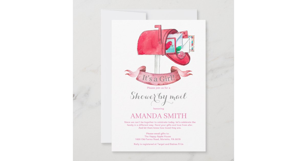 Girl Baby Shower By Mail Invitation Printable Long Distance Baby Shower Invitation Shower from Afar Girl Baby Shower Invite