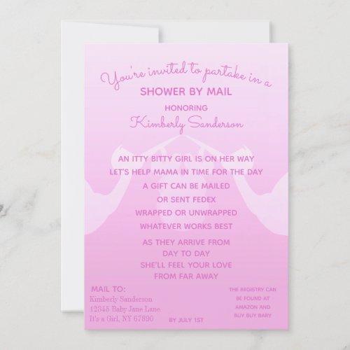Baby Girl Long Distance Shower by Mail Invitation
