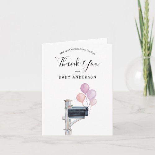 Baby Girl Long Distance Shower Thank You Card