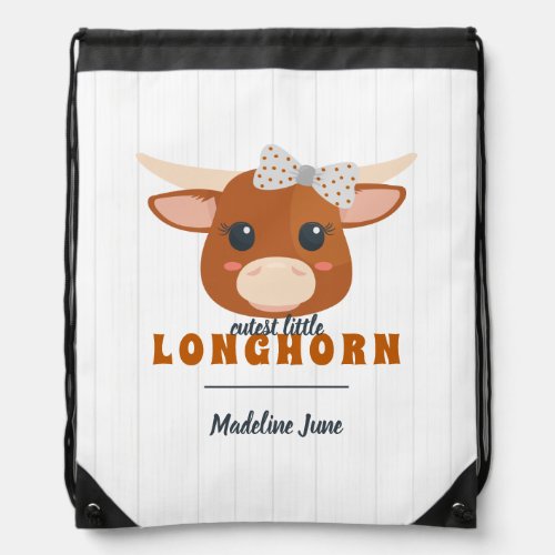 Baby Girl Longhorn Burnt Orange Baby Drawstring Bag