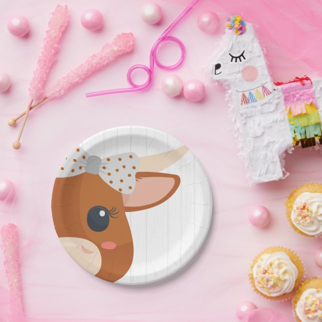 Baby Girl Longhorn Burnt Orange Baby Shower Paper Plates (Party)