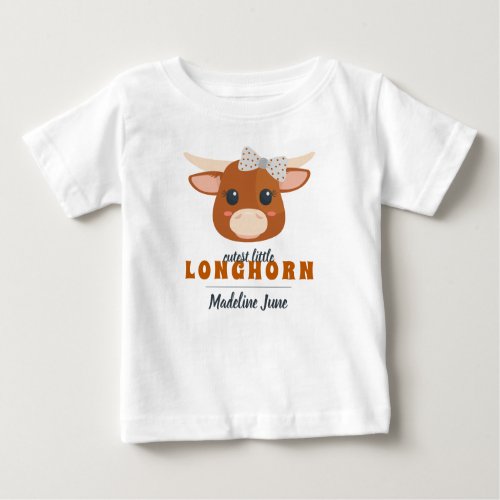 Baby Girl Longhorn Burnt Orange Baby T_Shirt