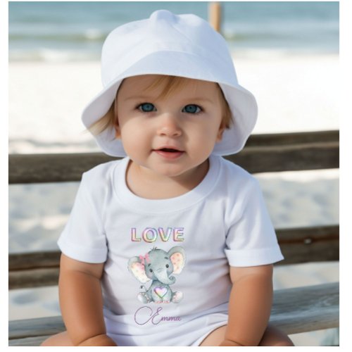 Baby Girl Love Name Elephant Cute  Baby T_Shirt