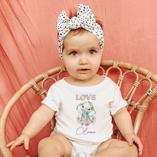 Baby Girl Love Name Elephant Cute    Baby T_Shirt