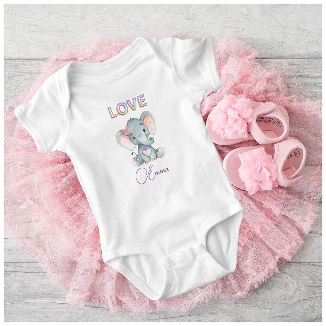 Baby Girl Love Name Elephant Cute Bodysuit (Creator Uploaded)