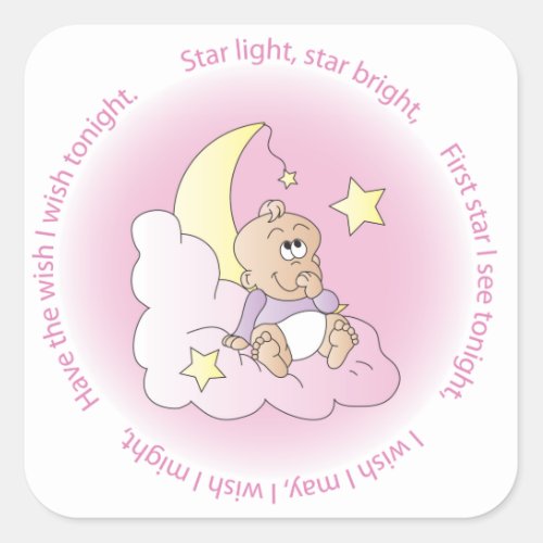 Baby Girl Make a Wish Square Sticker