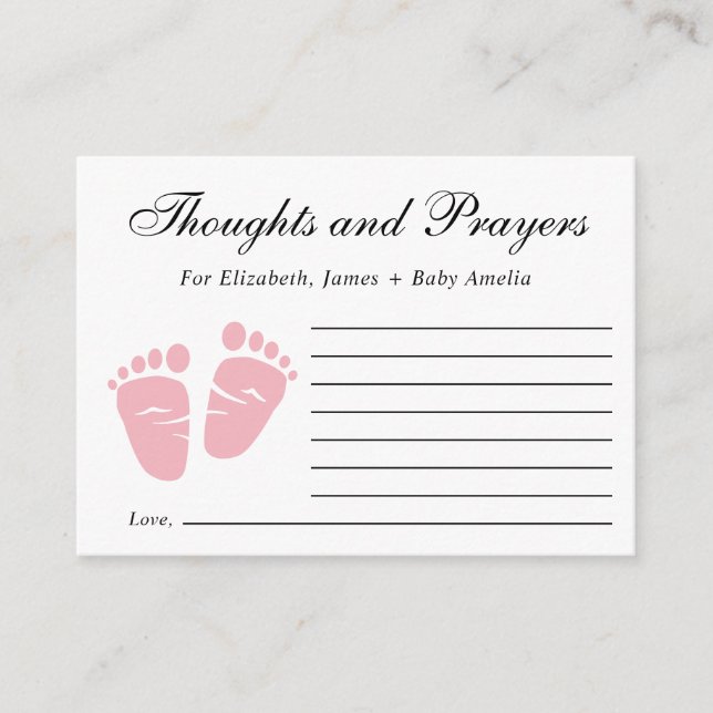 Baby Girl Memorial Service Thoughts and Prayers Enclosure Card (Front)