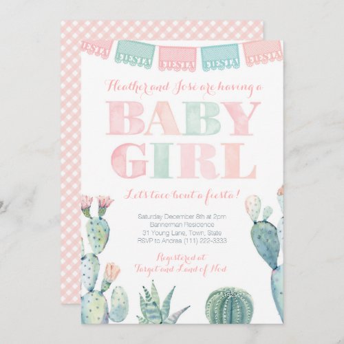 Baby Girl Mexican Taco Bout a Fiesta Baby Shower Invitation