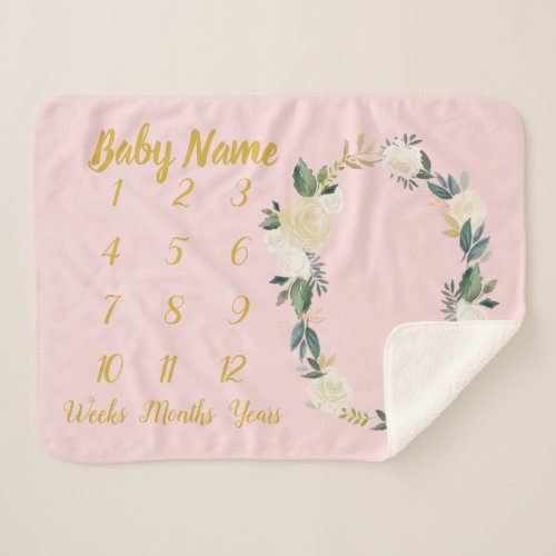 Baby Girl Milestone Blanket Personalized Pink Gold