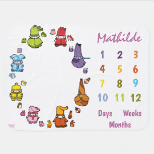 Baby Girl Milestones Days Weeks Months White Oval Blanket