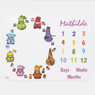 Baby Girl Milestones Days Weeks Months White Oval Blanket
