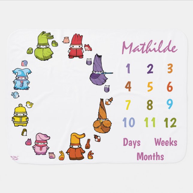 Baby Girl Milestones Days Weeks Months White Oval Blanket (Horizontal)