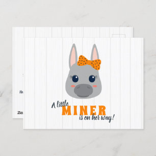 Baby Girl Miners Orange Baby Shower Invitation Pos Postcard