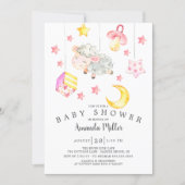 Baby Girl Mobile Lamb Baby Shower Invitation (Front)