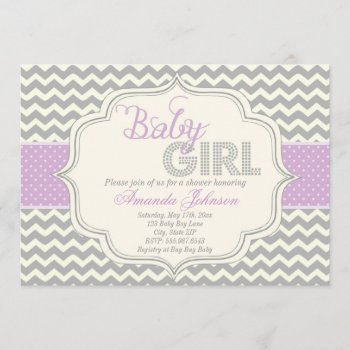 Baby Girl Mod Chic Chevron Baby Shower Invite by brookechanel at Zazzle