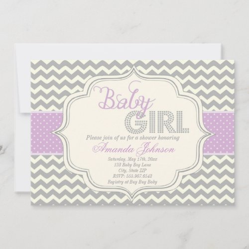 Baby Girl Mod Chic Chevron Baby Shower Invite