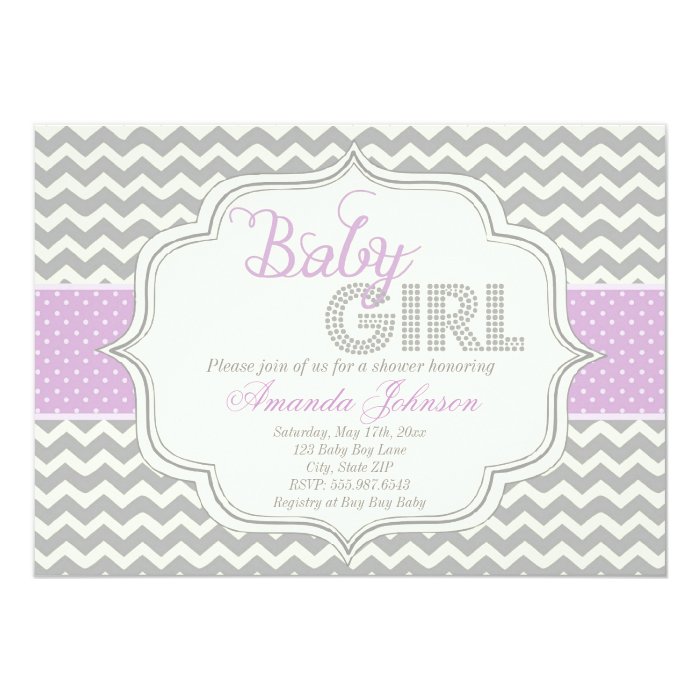 Baby Girl Mod Chic Chevron Baby Shower Invite | Zazzle