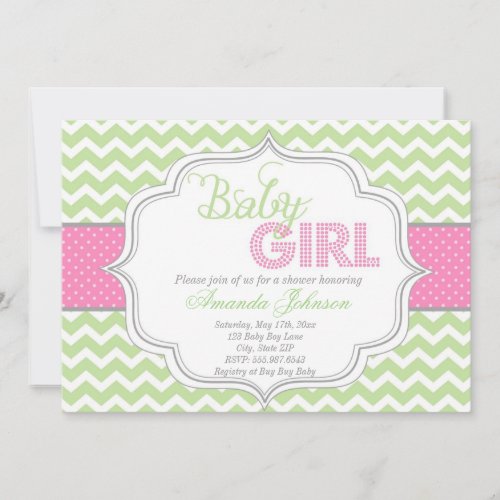 Baby Girl Mod Chic Chevron Baby Shower Invite