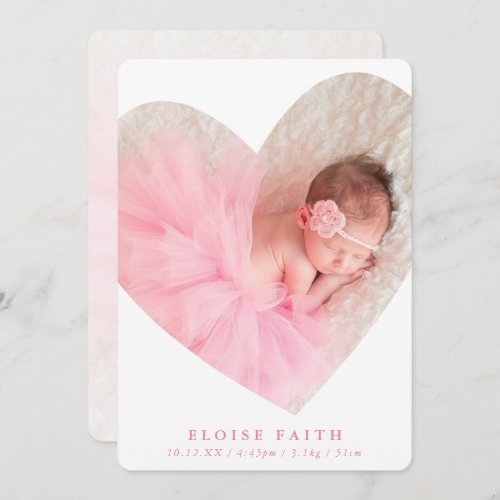 BABY GIRL modern photo cute heart frame in pink Invitation