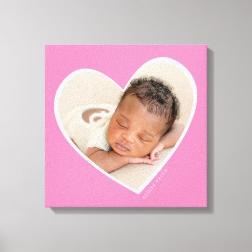 BABY GIRL modern photo layered heart pretty pink Canvas Print