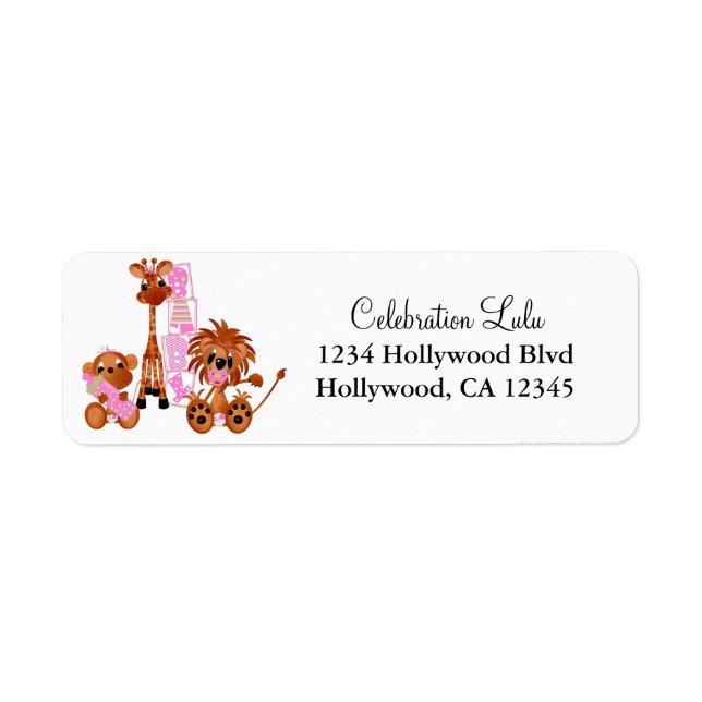 Baby Girl Monkey Return Address Label (Front)