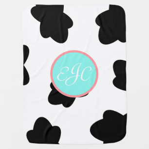 Baby Girl Monogram Cow Print Baby Blanket