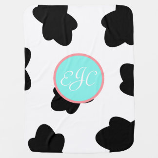 Baby Girl Monogram Cow Print Baby Blanket