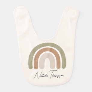 Baby girl monogram cute watercolor rainbow pastel bib