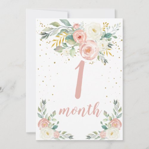 Baby Girl Monthly Milestone Card