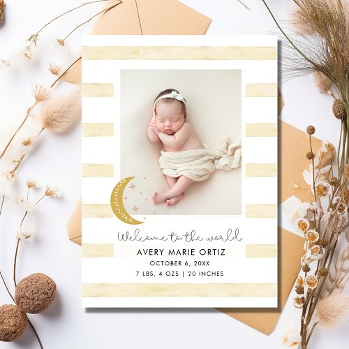 Baby Girl Moon Yellow Stripe Birth Photo