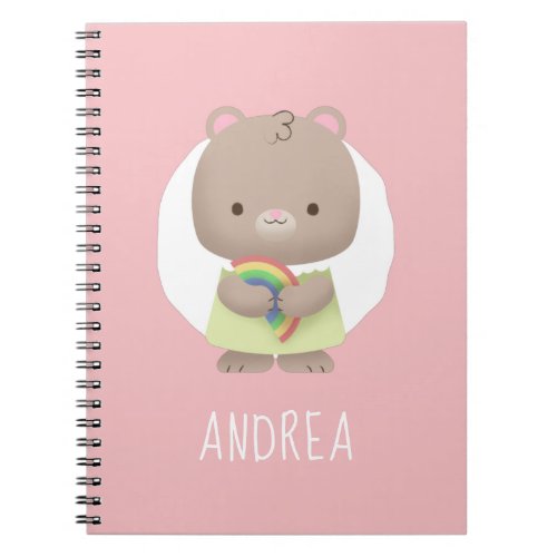 Baby Girl Mouse  Rainbow Pink Gray Kids Name Fun Notebook