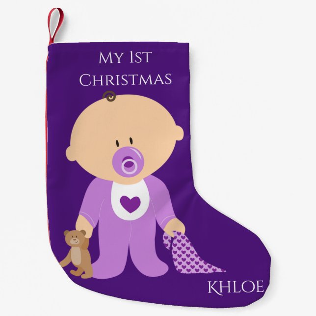 Baby Girl My 1st Christmas Stocking Personalized (Front)