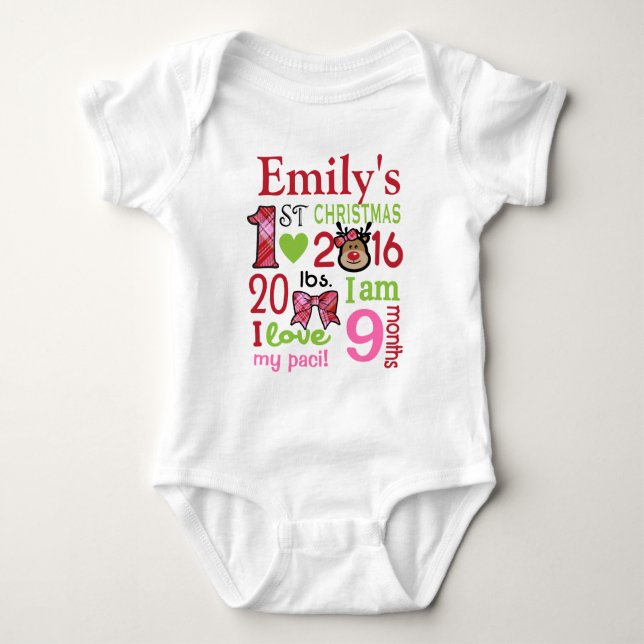 Baby Girl My First Christmas Bodysuit Pink (Front)