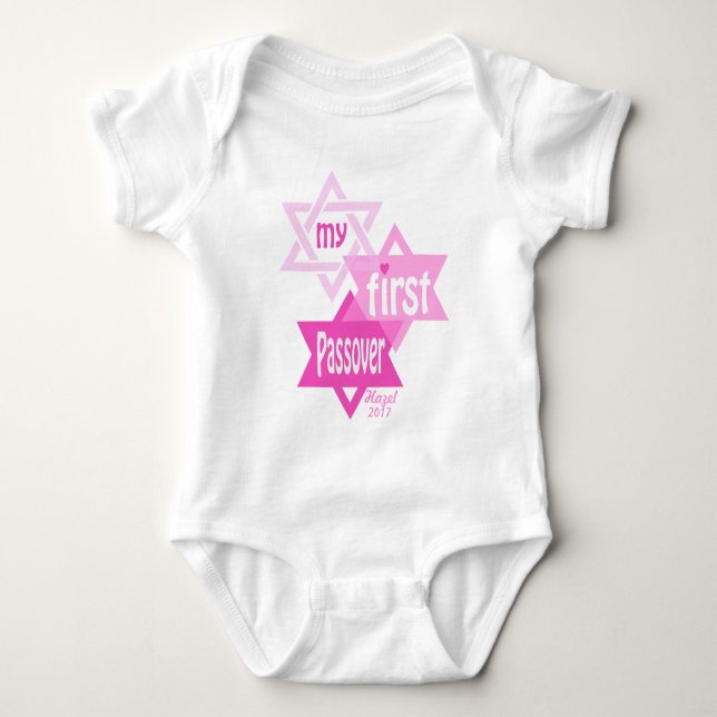 Baby Girl My First Passover Bodysuit Pink (Front)