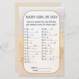 Baby Girl Name Fill In the Blank Baby Shower Game