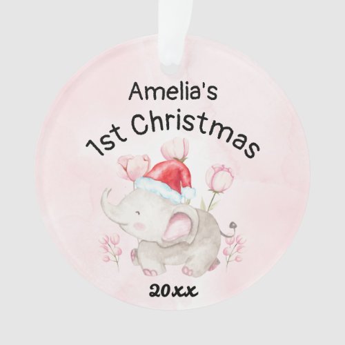 Baby Girl Name First Christmas 2023 Pink  Custom  Ornament