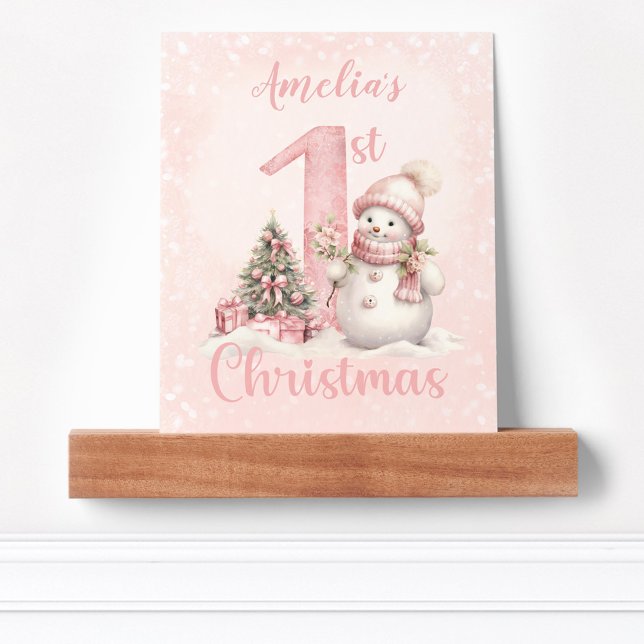 Baby Girl Name First Christmas Pink Nursery Picture Ledge (Baby Girl Name First Christmas Pink Nursery Picture Ledge)