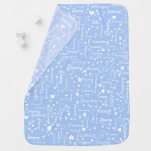 Baby Girl Name, Hearts and Stars 2-tone blue Blanket