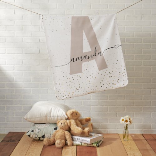 Baby Girl Name Monogram Minimal Simple Nursery  Baby Blanket