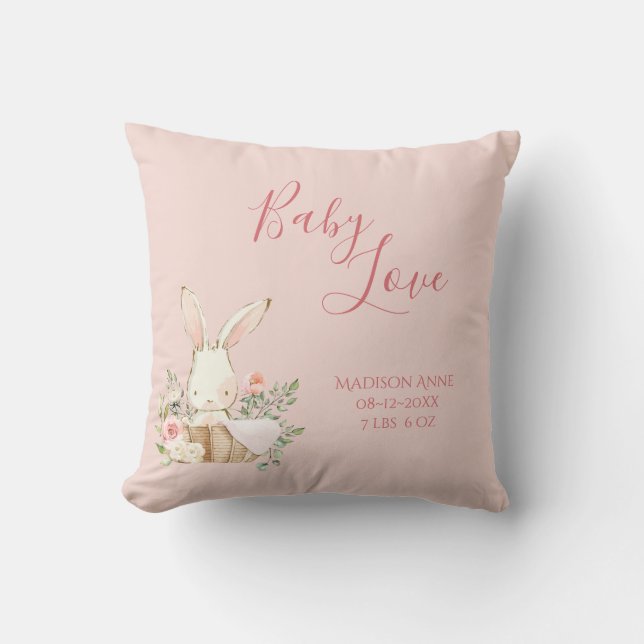 Baby Girl Name Script Baby Love Keepsake Throw Pillow (Front)