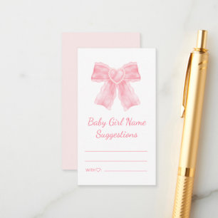 baby girl name suggestions baby shower pink bow enclosure card