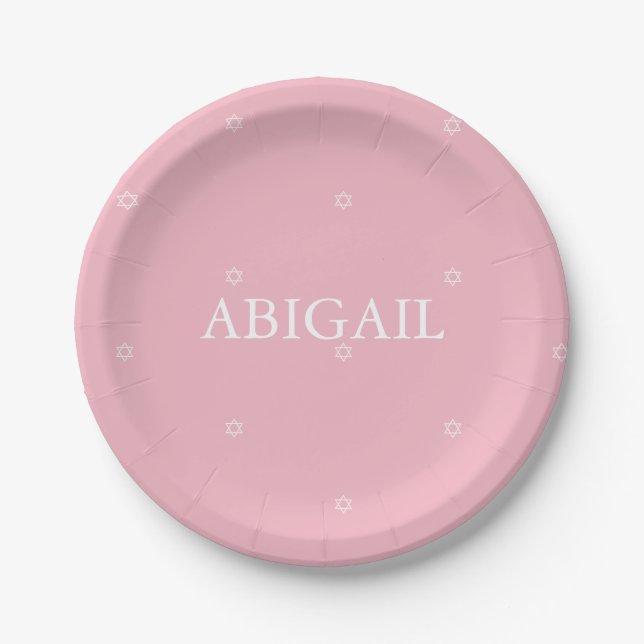 Baby Girl Naming Ceremony Hebrew Jewish Paper Plates (Front)