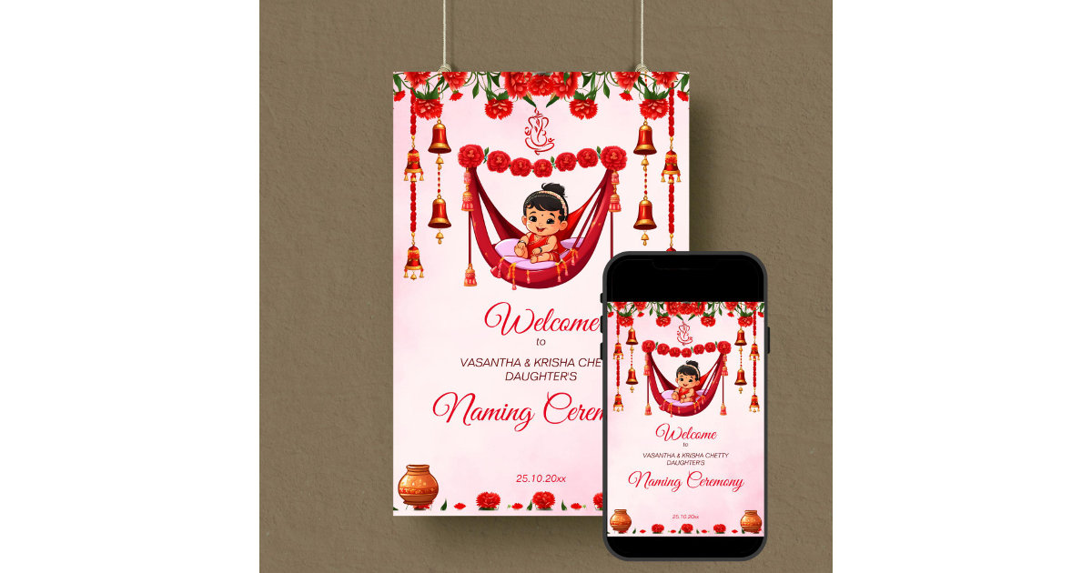 Baby Girl Naming Cradle Ceremony sign Zazzle